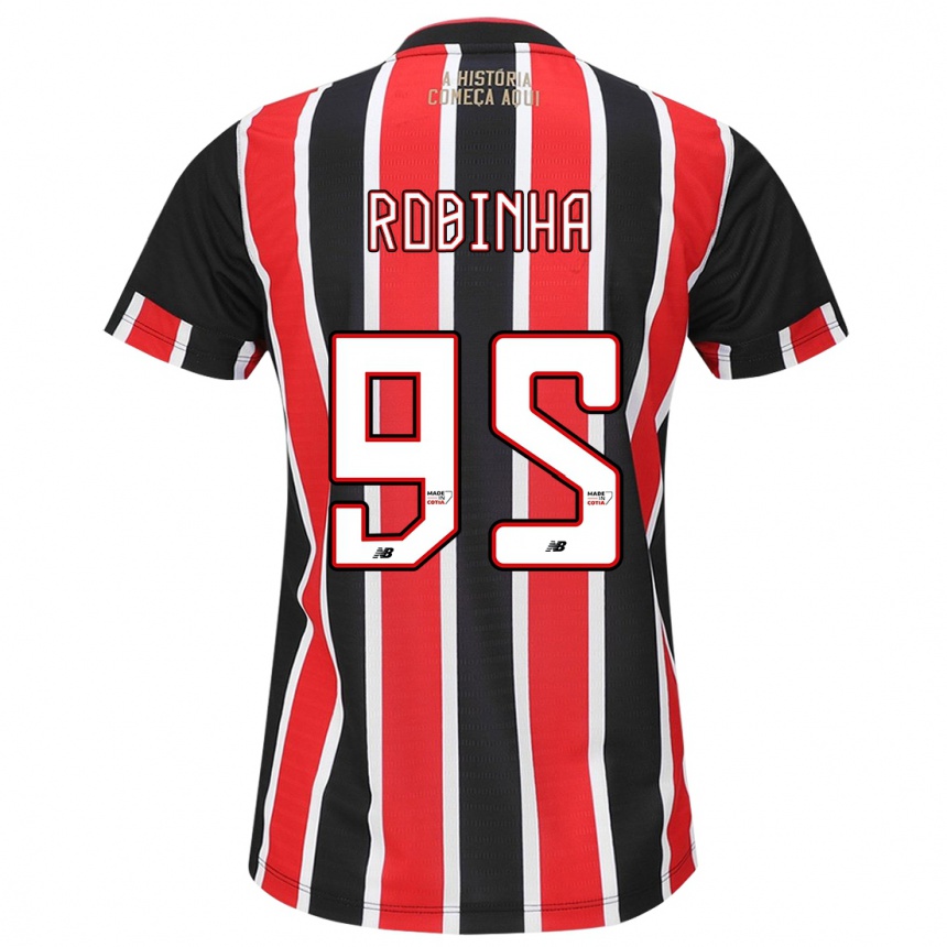 Kids Football Robinha #95 Black Red White Away Jersey 2024/25 T-Shirt