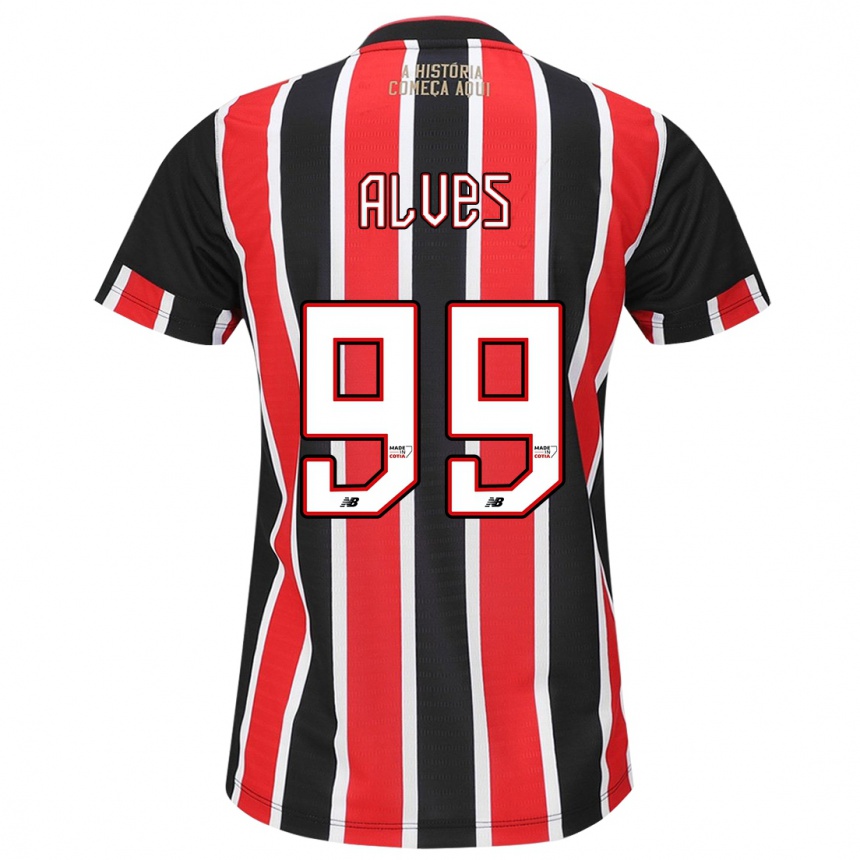 Kids Football Letícia Alves #99 Black Red White Away Jersey 2024/25 T-Shirt