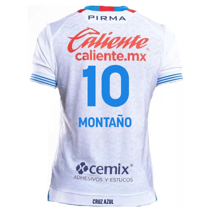 Kids Football Andrés Montaño #10 White Blue Away Jersey 2024/25 T-Shirt