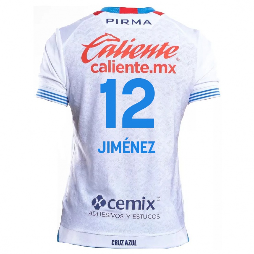 Kids Football Luis Jiménez #12 White Blue Away Jersey 2024/25 T-Shirt