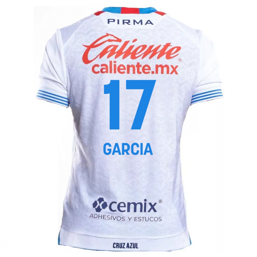 Kids Football Amaury Garcia #17 White Blue Away Jersey 2024/25 T-Shirt