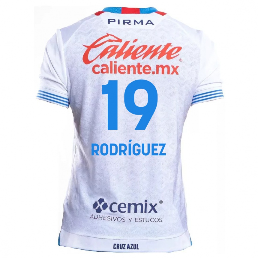 Kids Football Carlos Rodríguez #19 White Blue Away Jersey 2024/25 T-Shirt