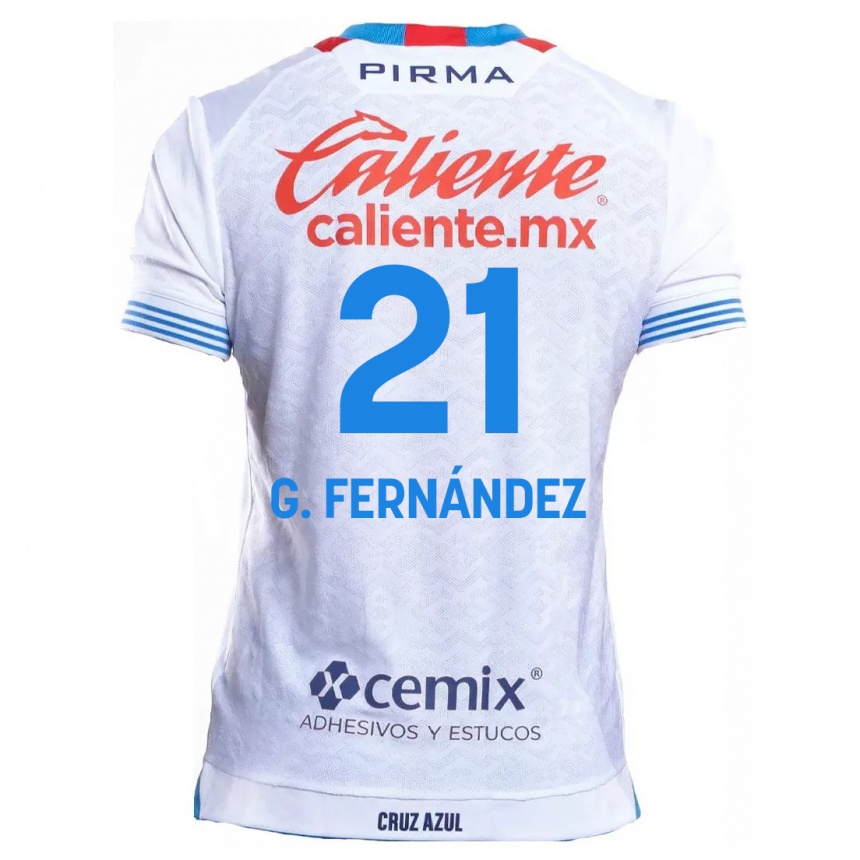 Kids Football Gabriel Fernández #21 White Blue Away Jersey 2024/25 T-Shirt