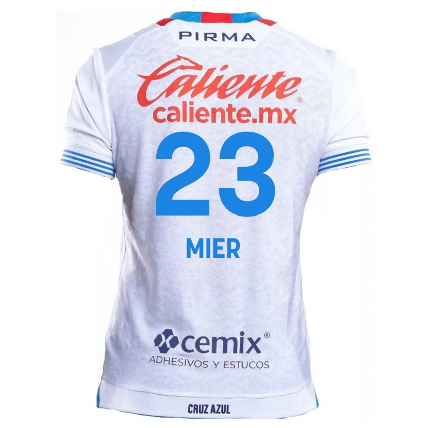 Kids Football Kevin Mier #23 White Blue Away Jersey 2024/25 T-Shirt