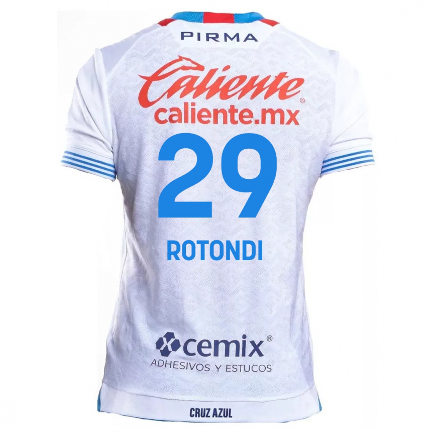 Kids Football Carlos Rotondi #29 White Blue Away Jersey 2024/25 T-Shirt