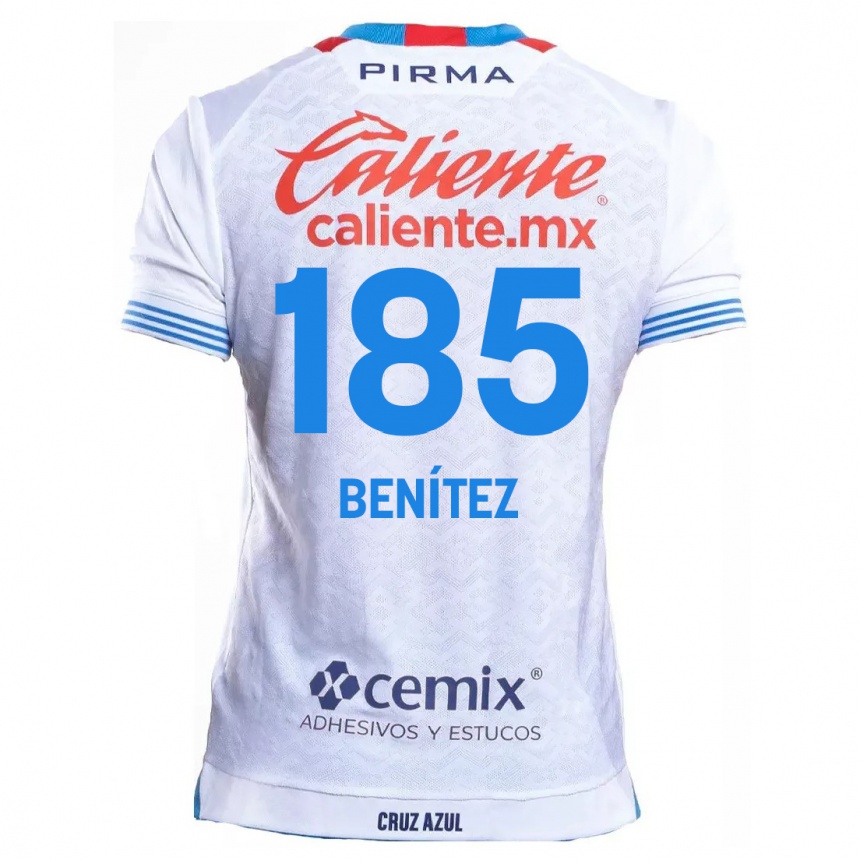 Kids Football Cristopher Benítez #185 White Blue Away Jersey 2024/25 T-Shirt