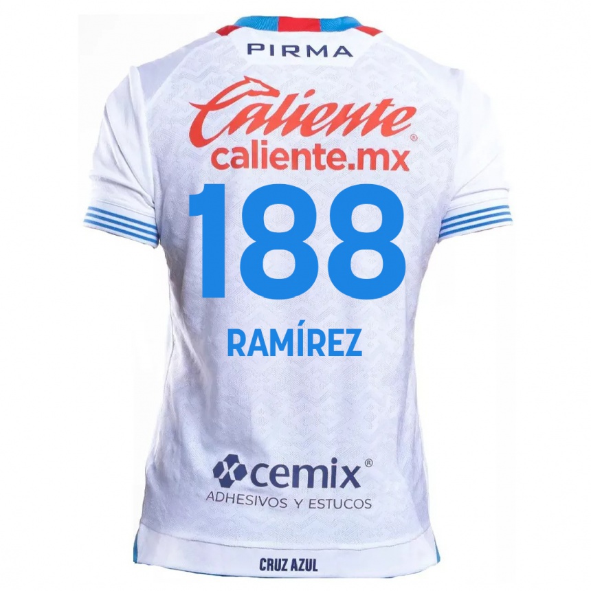 Kids Football Diego Ramírez #188 White Blue Away Jersey 2024/25 T-Shirt