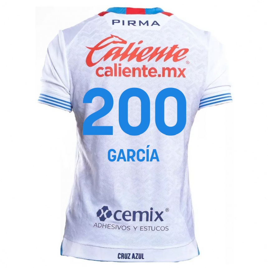 Kids Football Jorge García #200 White Blue Away Jersey 2024/25 T-Shirt