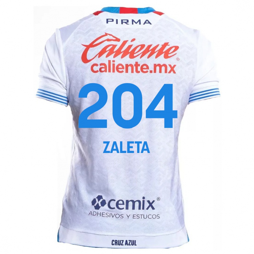 Kids Football Mauro Zaleta #204 White Blue Away Jersey 2024/25 T-Shirt