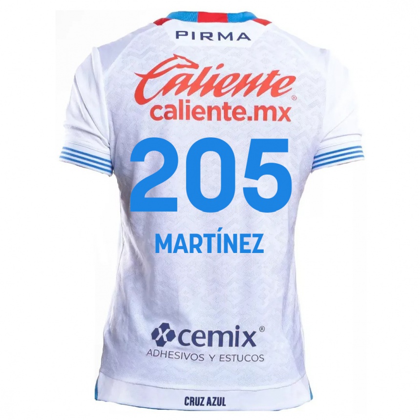 Kids Football César Martínez #205 White Blue Away Jersey 2024/25 T-Shirt