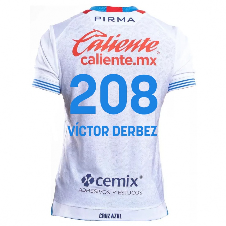 Kids Football Louis Víctor Derbez #208 White Blue Away Jersey 2024/25 T-Shirt