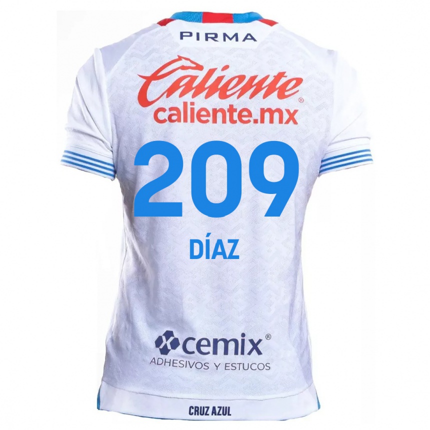 Kids Football Josué Díaz #209 White Blue Away Jersey 2024/25 T-Shirt