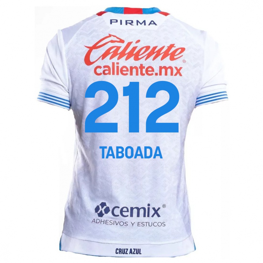 Kids Football Víctor Taboada #212 White Blue Away Jersey 2024/25 T-Shirt