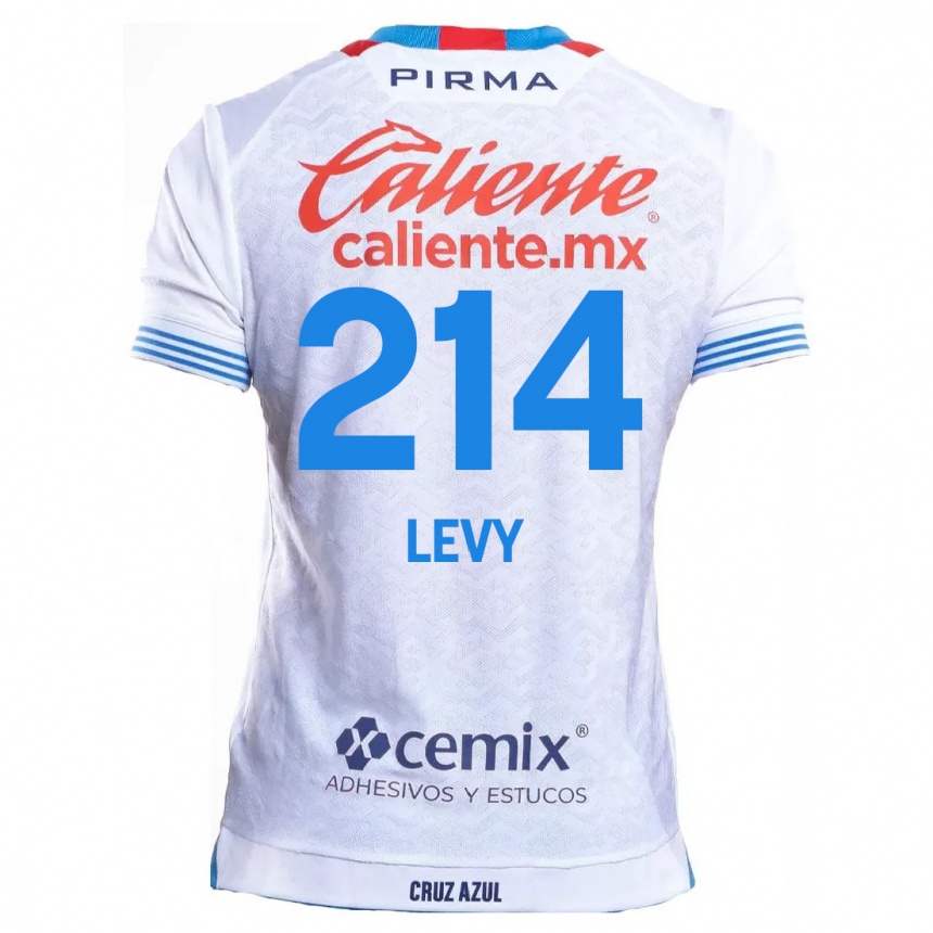 Kids Football Mateo Levy #214 White Blue Away Jersey 2024/25 T-Shirt