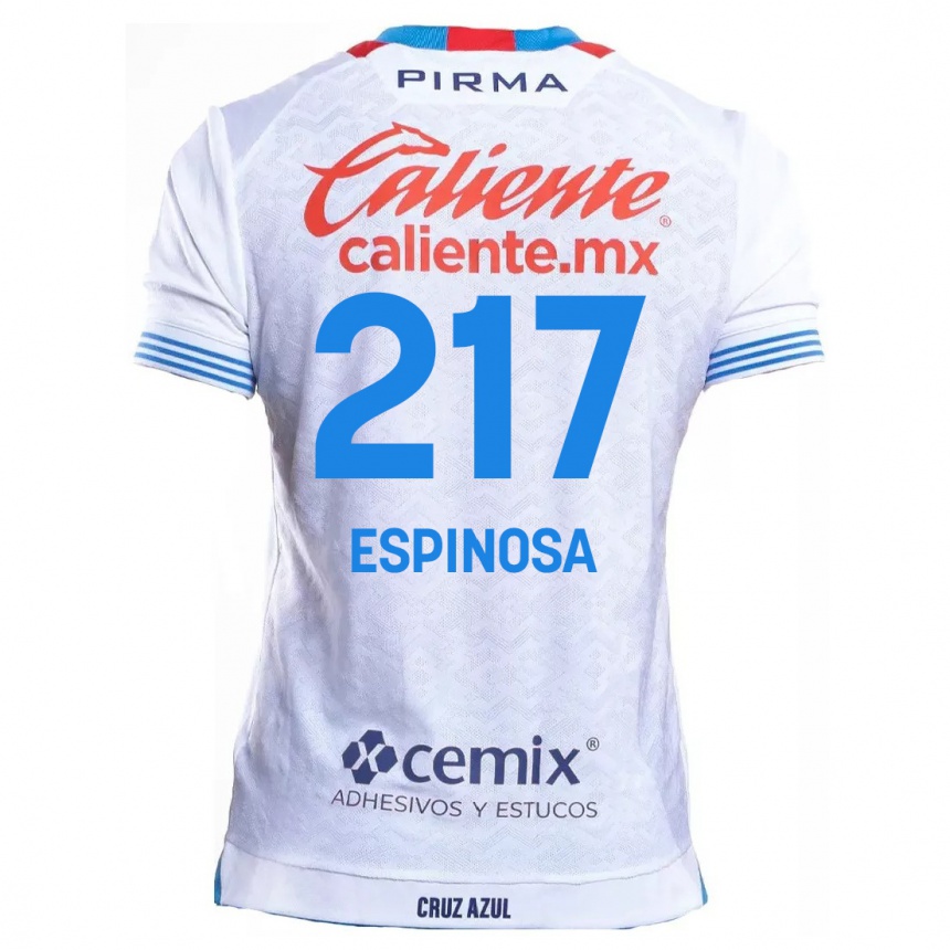 Kids Football Samuel Espinosa #217 White Blue Away Jersey 2024/25 T-Shirt