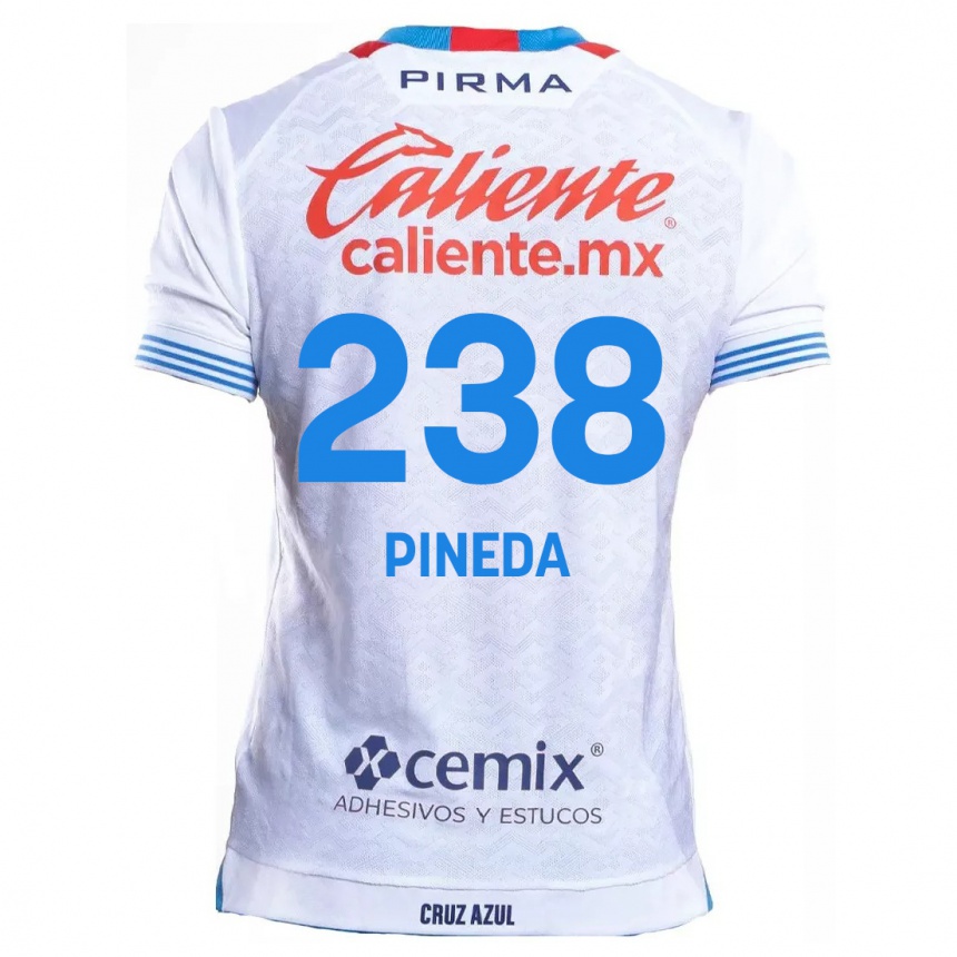 Kids Football Zadiel Pineda #238 White Blue Away Jersey 2024/25 T-Shirt