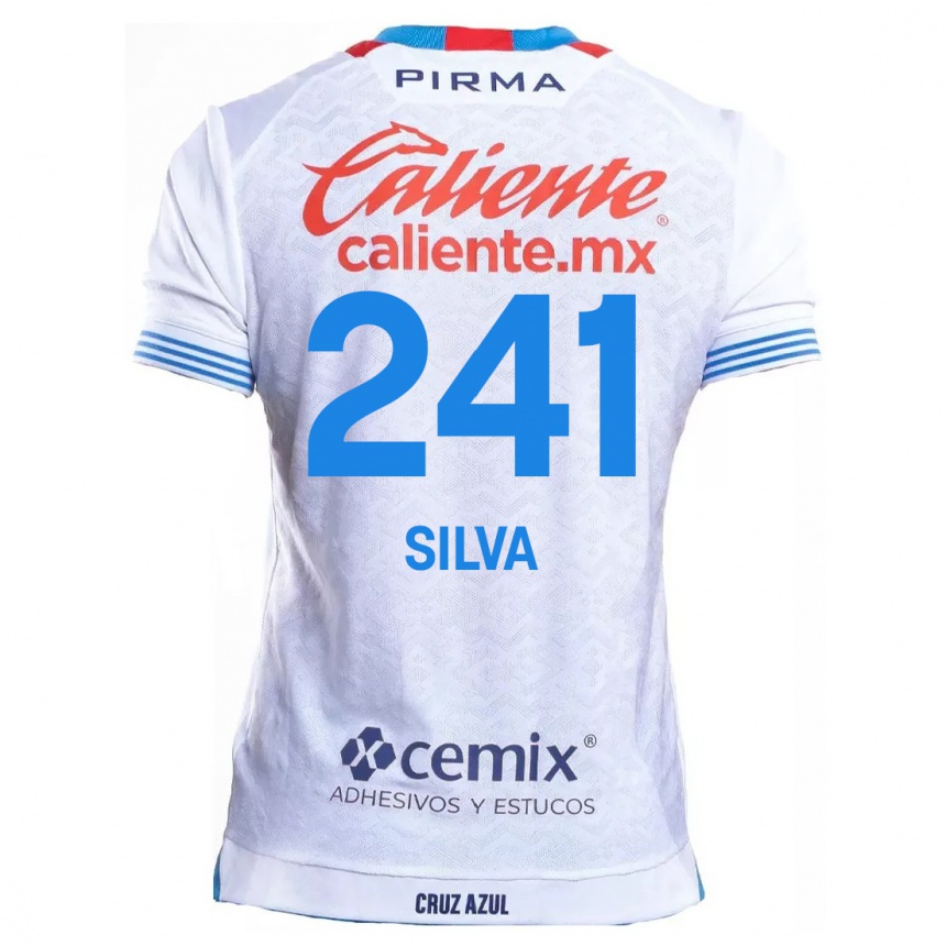 Kids Football Iván Silva #241 White Blue Away Jersey 2024/25 T-Shirt