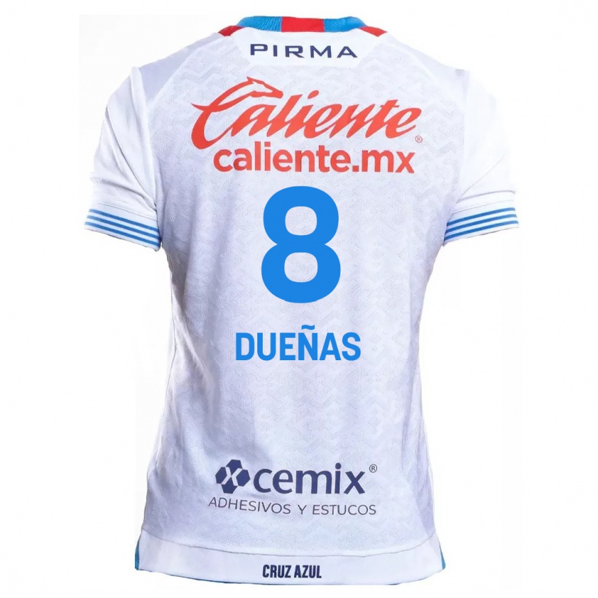 Kids Football Jesús Dueñas #8 White Blue Away Jersey 2024/25 T-Shirt