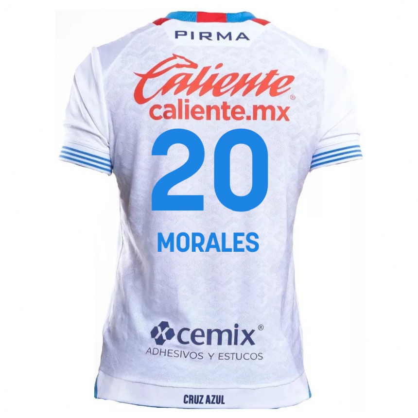 Kids Football Iván Morales #20 White Blue Away Jersey 2024/25 T-Shirt