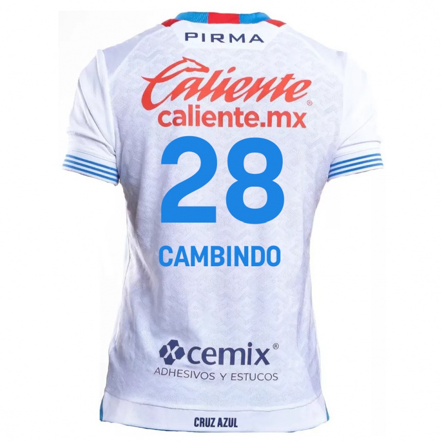 Kids Football Diber Cambindo #28 White Blue Away Jersey 2024/25 T-Shirt