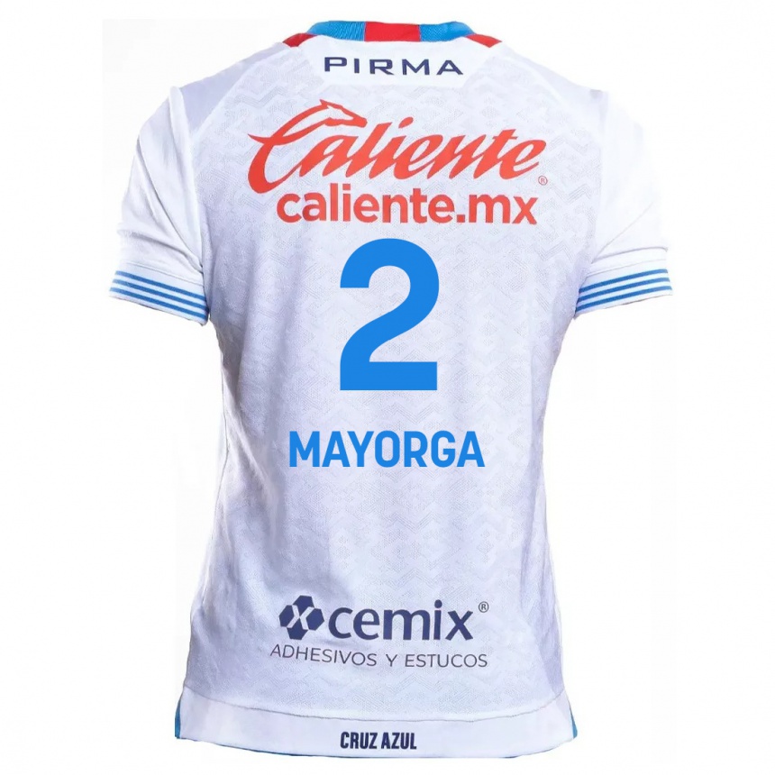 Kids Football Alejandro Mayorga #2 White Blue Away Jersey 2024/25 T-Shirt