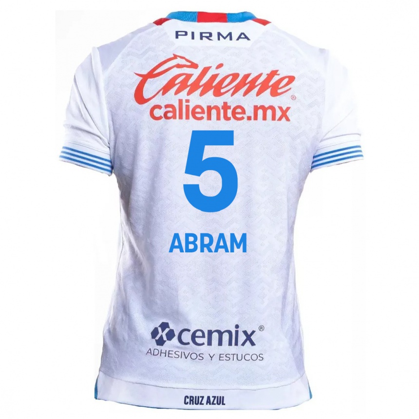 Kids Football Luis Abram #5 White Blue Away Jersey 2024/25 T-Shirt