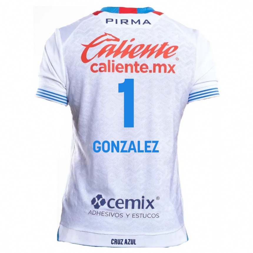 Kids Football Itzayana Gonzalez #1 White Blue Away Jersey 2024/25 T-Shirt