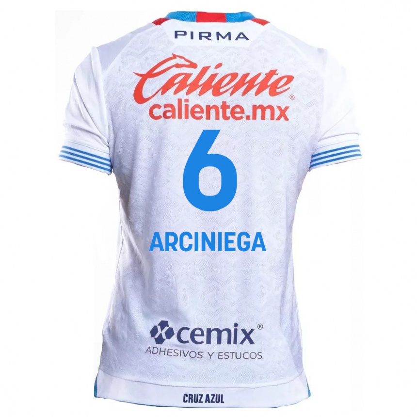 Kids Football Mirelle Arciniega #6 White Blue Away Jersey 2024/25 T-Shirt