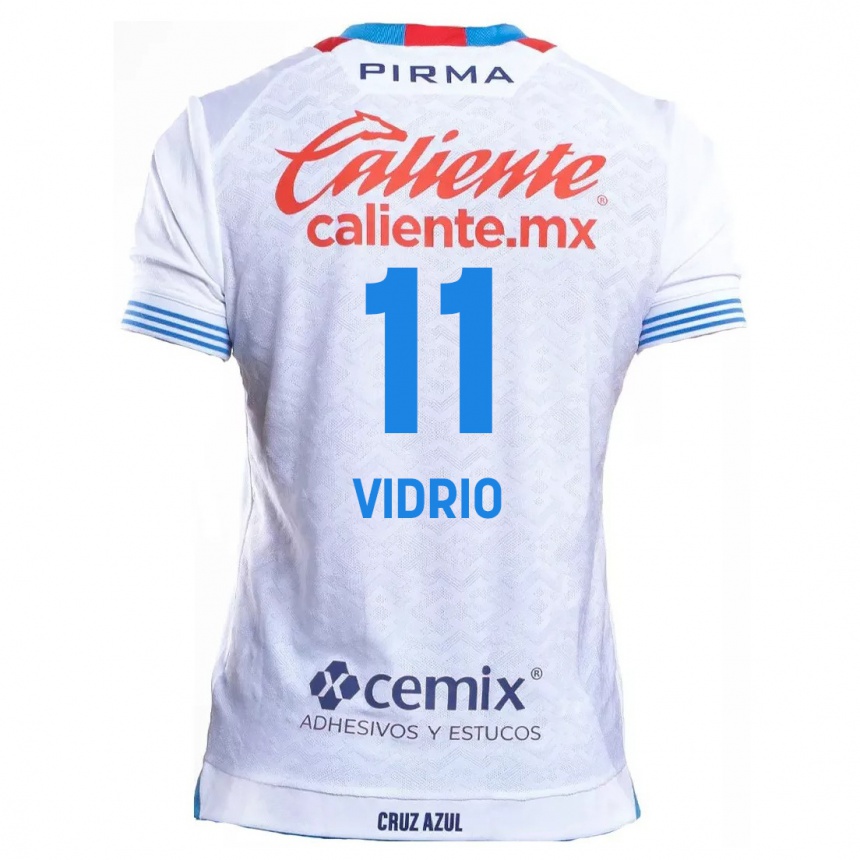 Kids Football Nailea Vidrio #11 White Blue Away Jersey 2024/25 T-Shirt