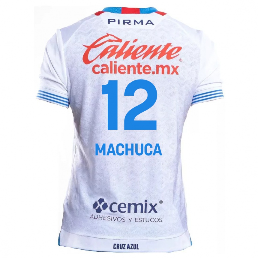 Kids Football Gabriela Machuca #12 White Blue Away Jersey 2024/25 T-Shirt