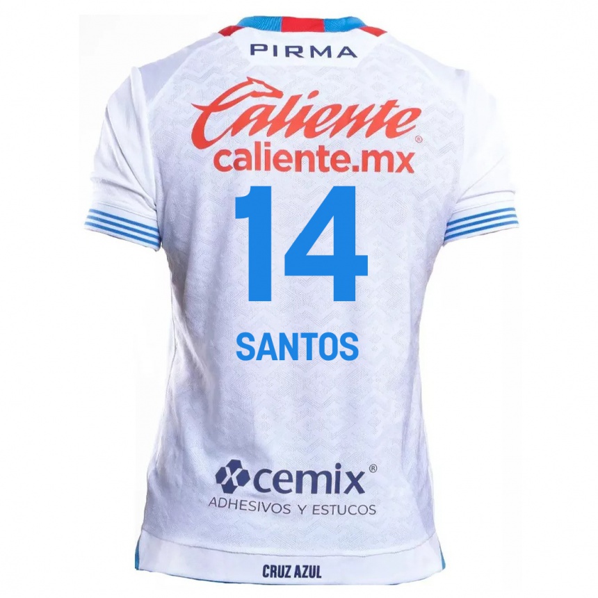 Kids Football Eleisa Santos #14 White Blue Away Jersey 2024/25 T-Shirt