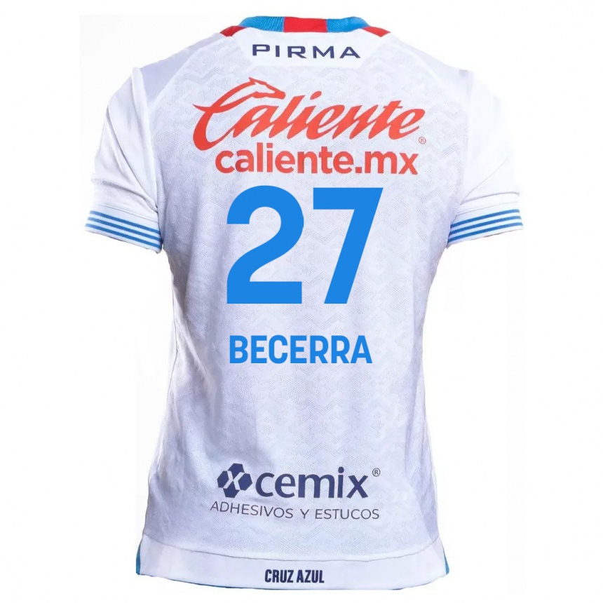 Kids Football Ana Becerra #27 White Blue Away Jersey 2024/25 T-Shirt