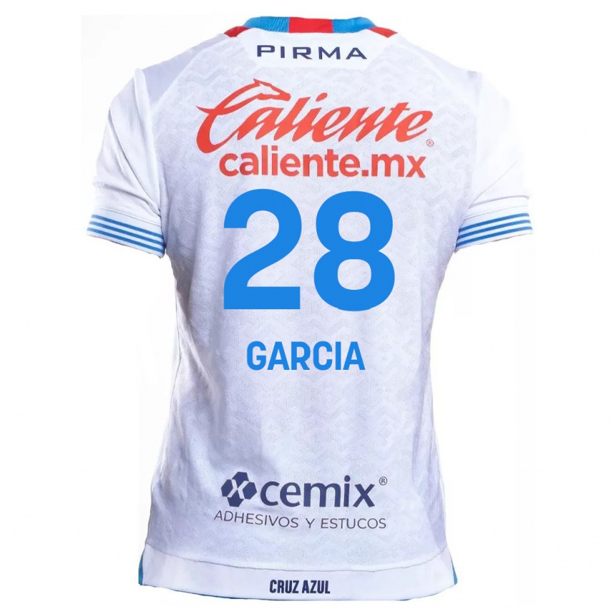 Kids Football Ana Garcia #28 White Blue Away Jersey 2024/25 T-Shirt