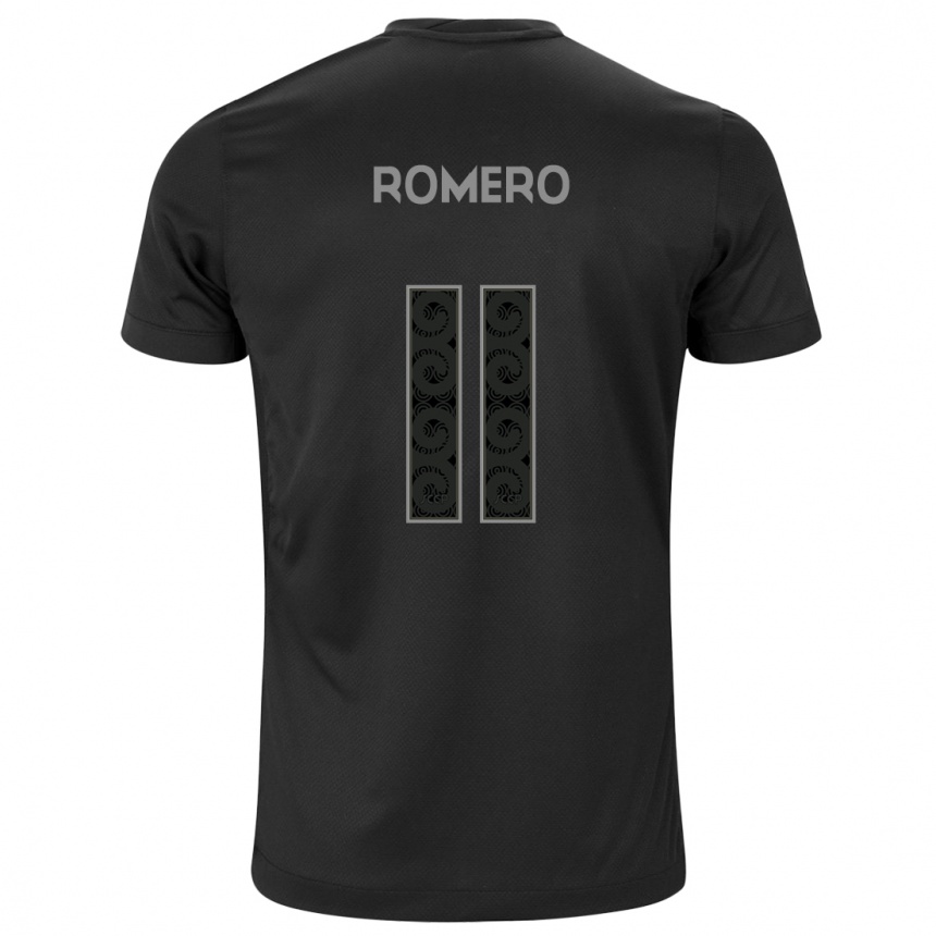 Kids Football Angel Romero #11 Black Away Jersey 2024/25 T-Shirt