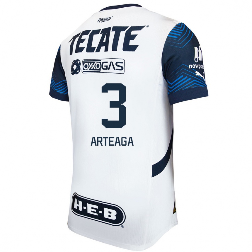 Kids Football Gerardo Arteaga #3 White Blue Away Jersey 2024/25 T-Shirt