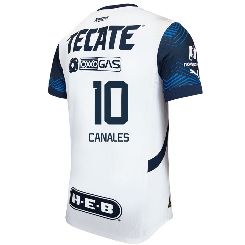 Kids Football Sergio Canales #10 White Blue Away Jersey 2024/25 T-Shirt