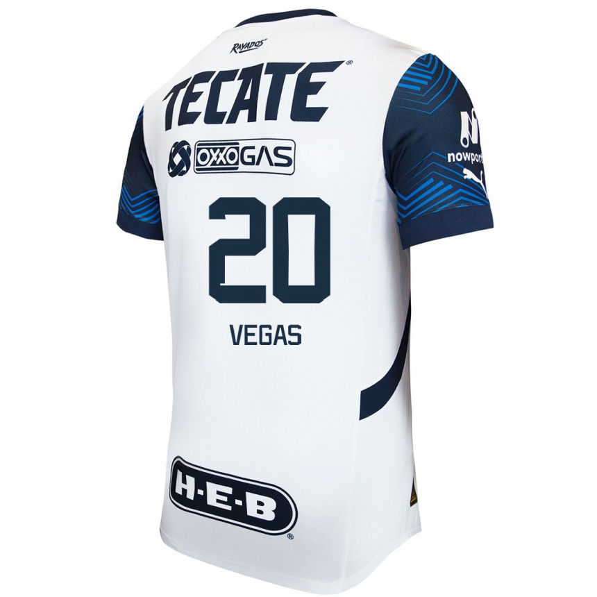 Kids Football Sebastián Vegas #20 White Blue Away Jersey 2024/25 T-Shirt