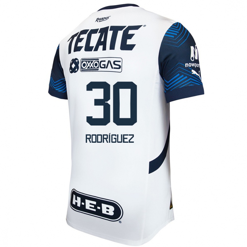 Kids Football Jorge Rodríguez #30 White Blue Away Jersey 2024/25 T-Shirt