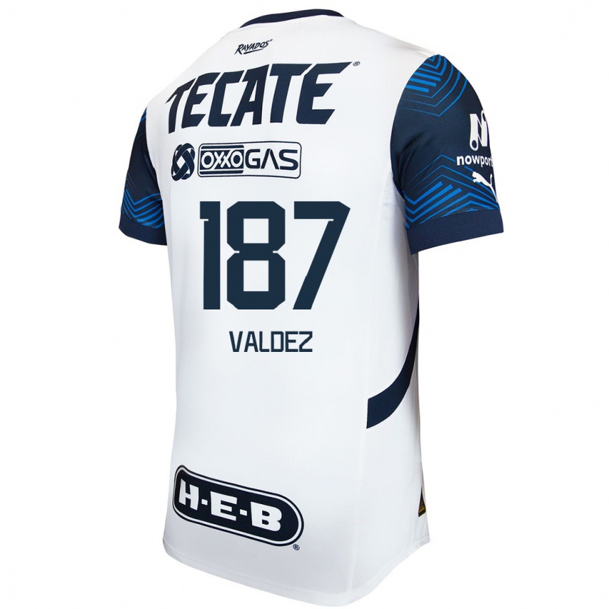 Kids Football Érick Valdez #187 White Blue Away Jersey 2024/25 T-Shirt