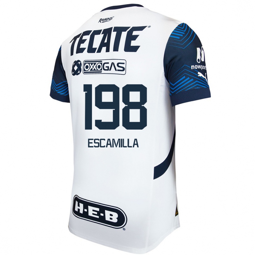 Kids Football Diego Escamilla #198 White Blue Away Jersey 2024/25 T-Shirt