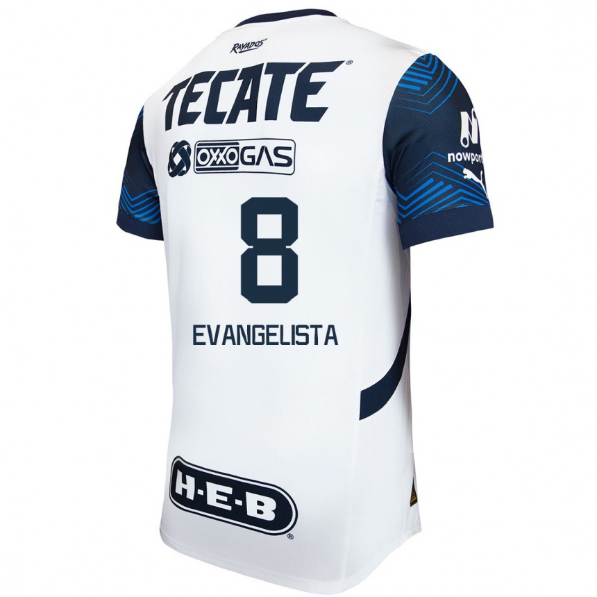 Kids Football Diana Evangelista #8 White Blue Away Jersey 2024/25 T-Shirt