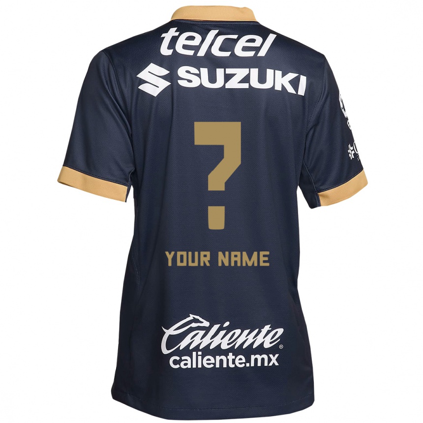 Kids Football Your Name #0 Obsidian Gold White Away Jersey 2024/25 T-Shirt