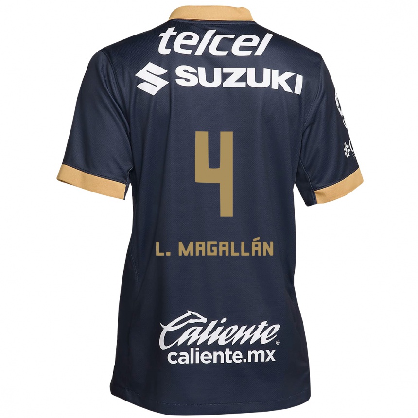 Kids Football Lisandro Magallan #4 Obsidian Gold White Away Jersey 2024/25 T-Shirt