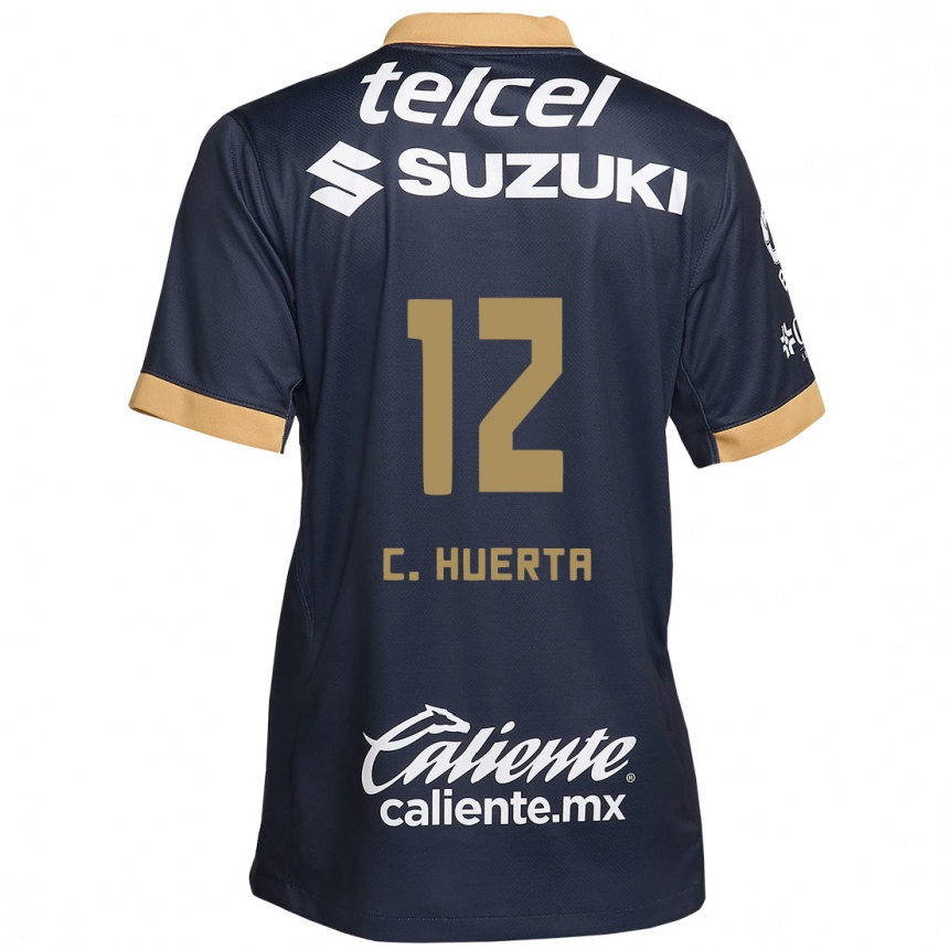 Kids Football César Huerta #12 Obsidian Gold White Away Jersey 2024/25 T-Shirt