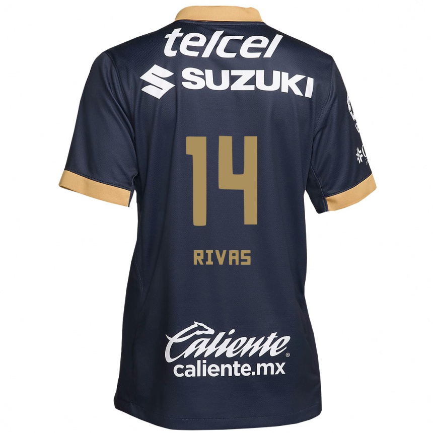 Kids Football Jesús Rivas #14 Obsidian Gold White Away Jersey 2024/25 T-Shirt