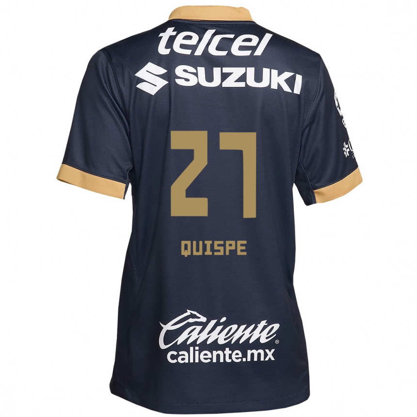 Kids Football Piero Quispe #27 Obsidian Gold White Away Jersey 2024/25 T-Shirt