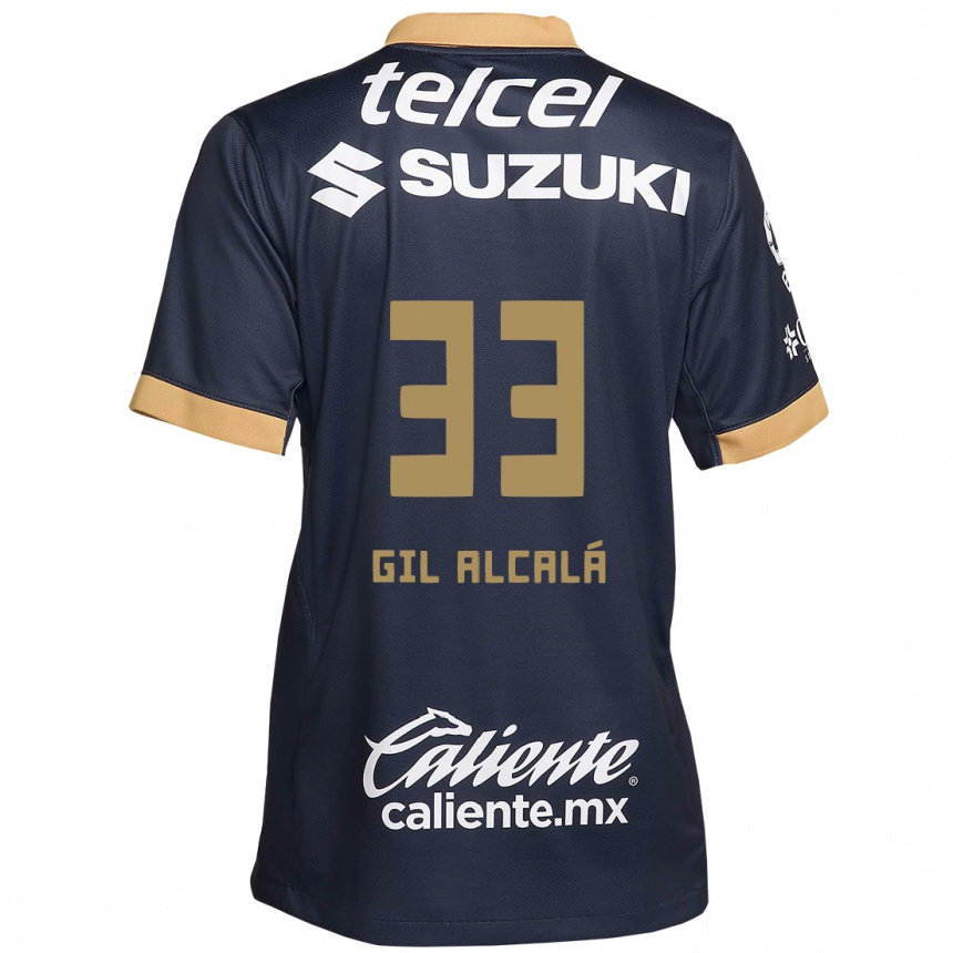 Kids Football Gil Alcalá #33 Obsidian Gold White Away Jersey 2024/25 T-Shirt