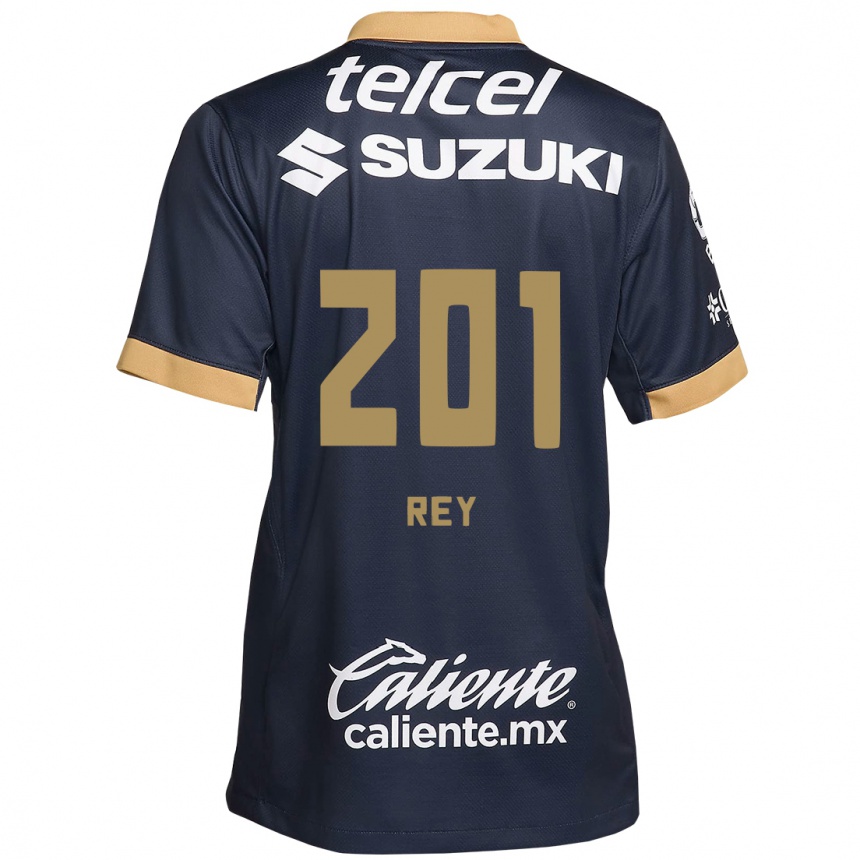 Kids Football Santiago Rey #201 Obsidian Gold White Away Jersey 2024/25 T-Shirt