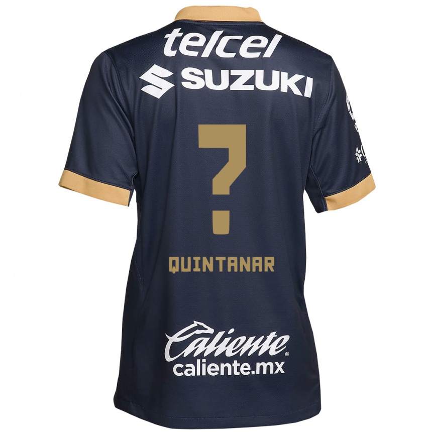 Kids Football Edgar Quintanar #0 Obsidian Gold White Away Jersey 2024/25 T-Shirt