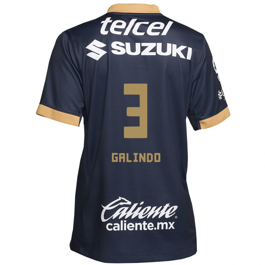 Kids Football Ricardo Galindo #3 Obsidian Gold White Away Jersey 2024/25 T-Shirt